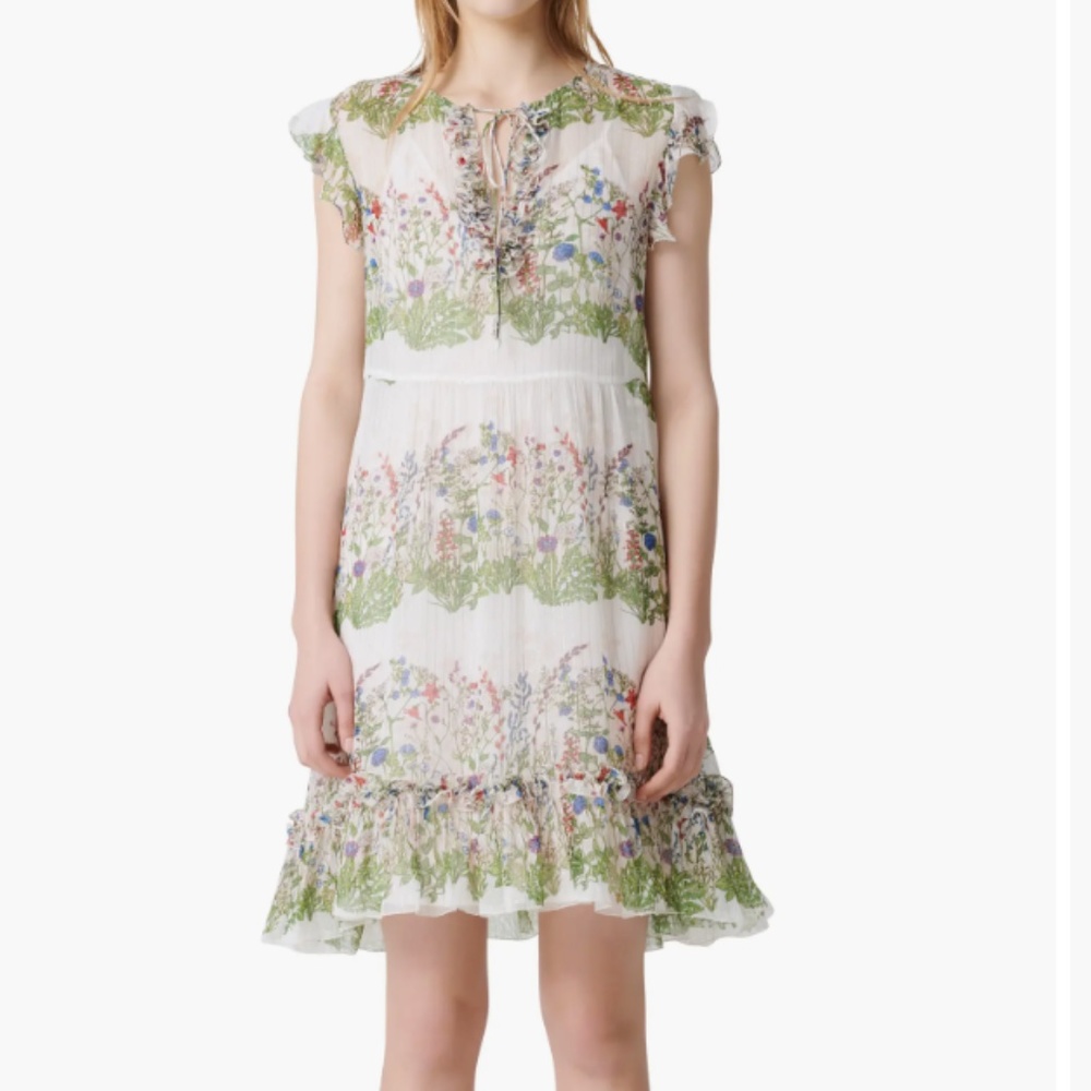 Ruffle Metallic Silk Dress from MAJE